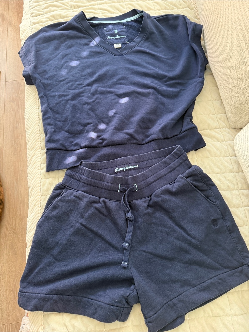 Tommy Bahama Navy Short-Sleeve Lounge Top and Drawstring Shorts Set